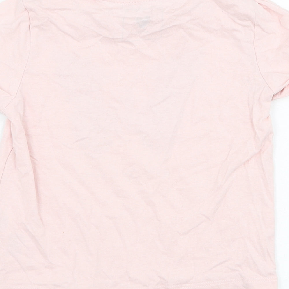 Very Girls Pink Cotton Basic T-Shirt Size 4-5 Years Round Neck Pullover - Butterfly