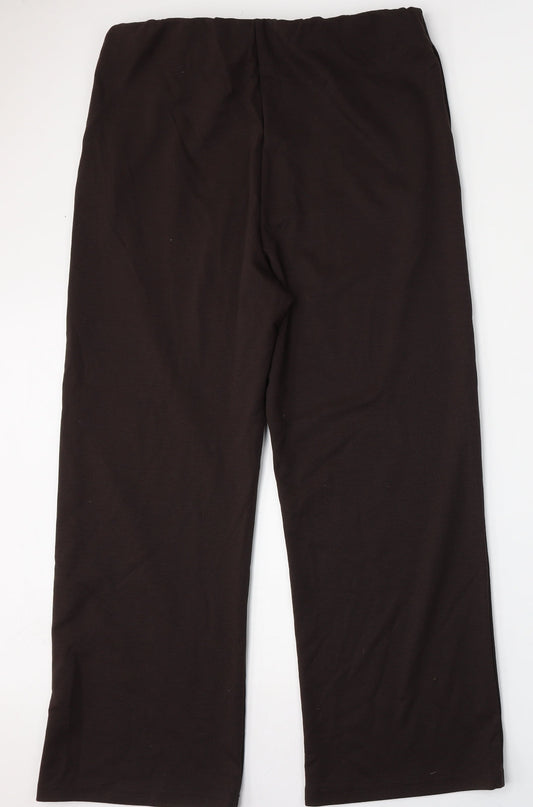 Emeliax Womens Brown Polyester Trousers Size 20 L30 in Regular
