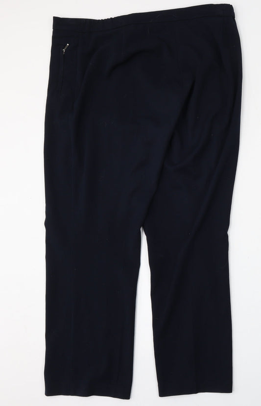 Marks and Spencer Womens Blue Polyester Trousers Size 14 L28 in Regular Hook & Eye