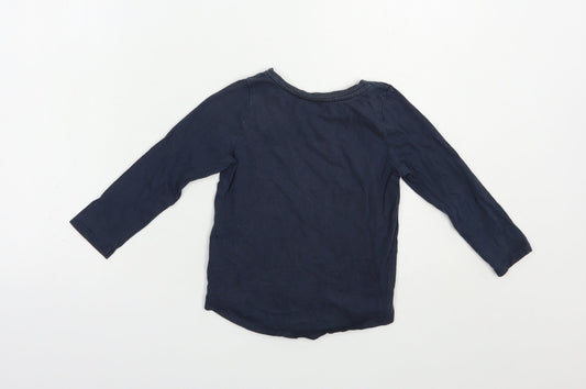 Mac + Ellie Girls Blue Cotton Basic T-Shirt Size 4 Years Crew Neck Pullover
