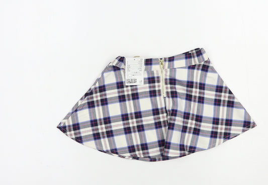 H&M Girls Blue Plaid Polyester Skater Skirt Size 2-3 Years Regular