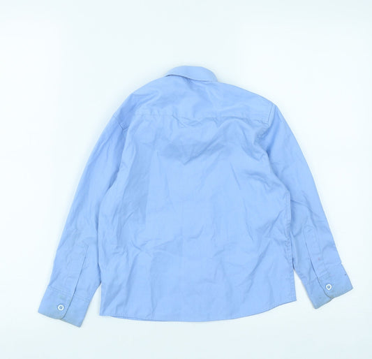 Dunnes Boys Blue Polyester Basic Button-Up Size 5-6 Years Collared Button