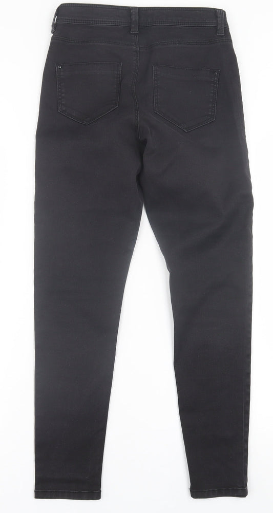 Dorothy Perkins Womens Black Cotton Skinny Jeans Size 8 L26 in Regular Button