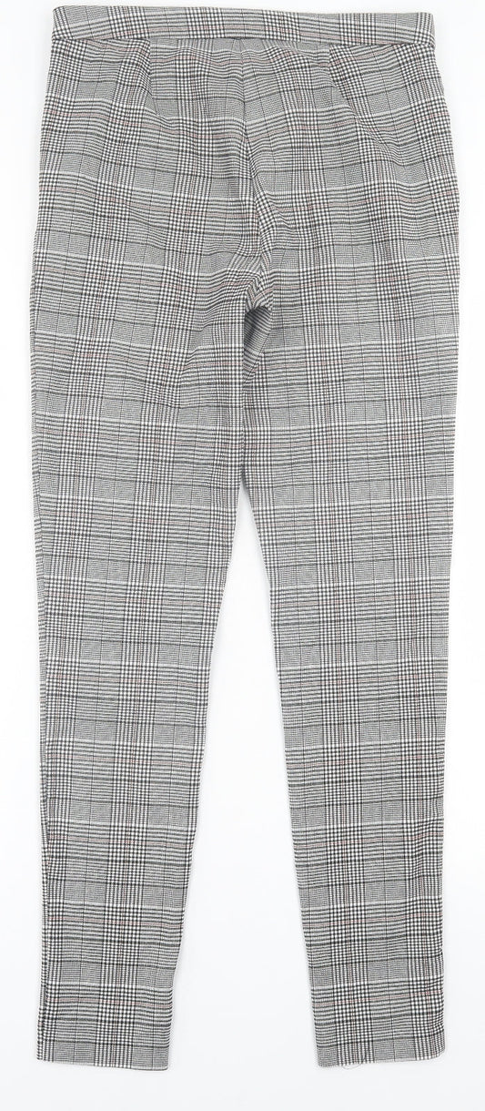 New Look Womens Grey Plaid Polyester Trousers Size 12 L30 in Regular Hook & Eye