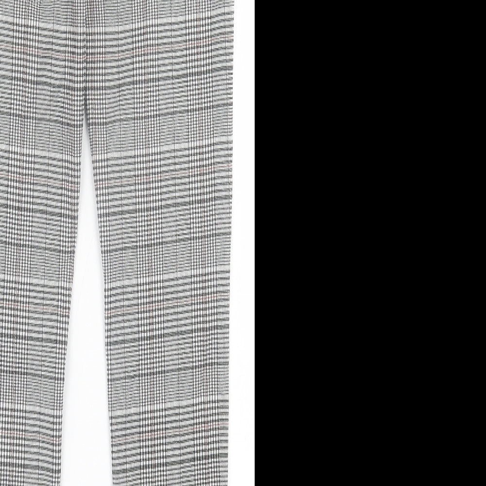 New Look Womens Grey Plaid Polyester Trousers Size 12 L30 in Regular Hook & Eye