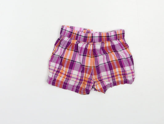 Gymboree Girls Purple Plaid Cotton Bermuda Shorts Size 4 Years Regular Buckle