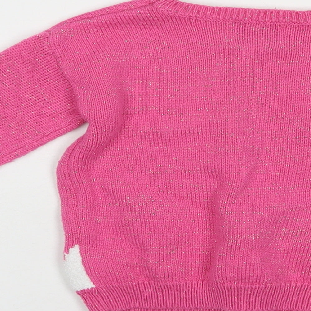 George Girls Pink Crew Neck Acrylic Pullover Jumper Size 3-4 Years Pullover - Christmas Jumper
