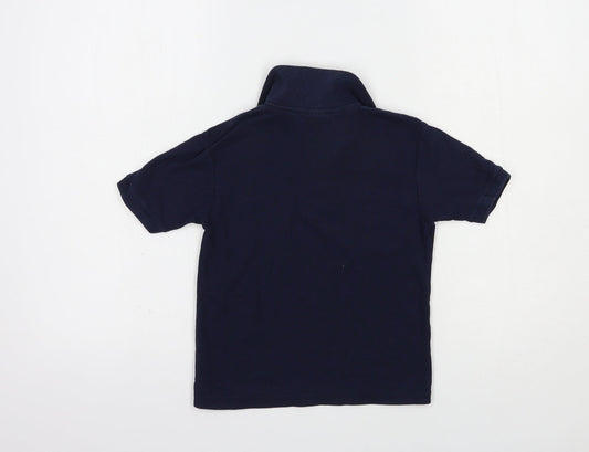 Fruit of the Loom Boys Blue Cotton Pullover Polo Size 5-6 Years Collared Button
