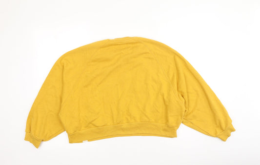 Pull&Bear Womens Yellow Cotton Pullover Sweatshirt Size XS