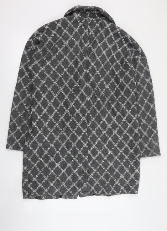 NEXT Womens Grey Plaid Jacket Blazer Size L Button