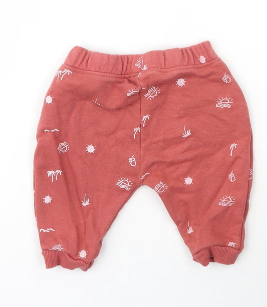 Leigh Tucker Girls Pink Cotton Jogger Trousers Size 0-3 Months