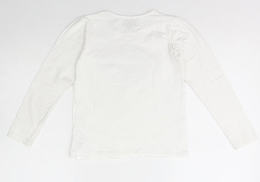 creamie Girls Ivory Cotton Basic T-Shirt Size 10 Years Crew Neck