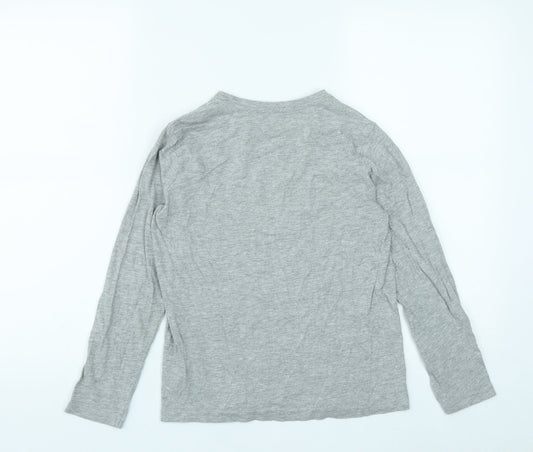 Destination Boys Grey Cotton Basic Casual Size 9-10 Years Round Neck