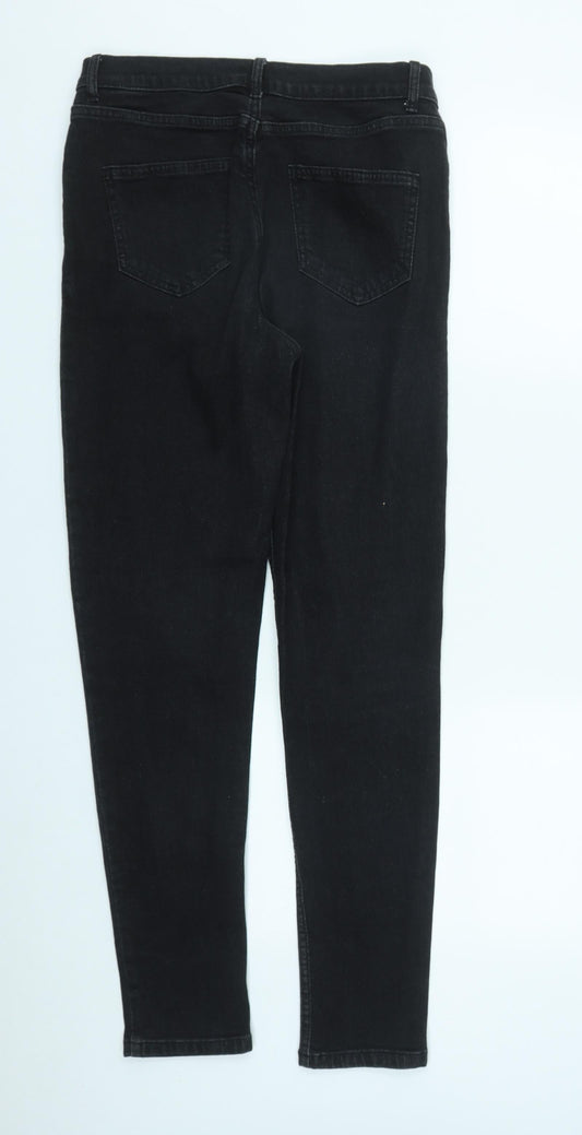 Marks and Spencer Womens Black Cotton Skinny Jeans Size 10 L29 in Regular Zip