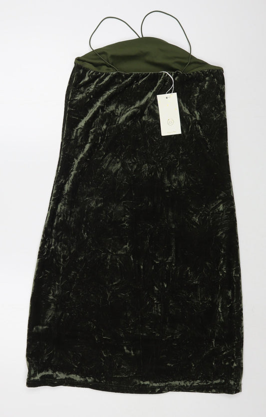 JCL Womens Green Polyester A-Line Size M Halter Pullover