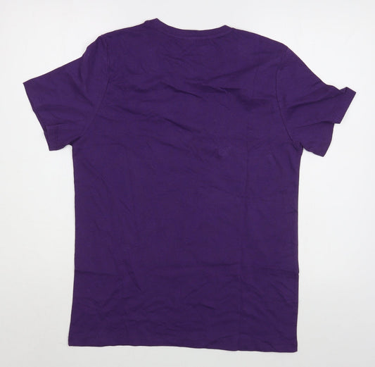 Barefoot Mens Purple Cotton T-Shirt Size S Round Neck