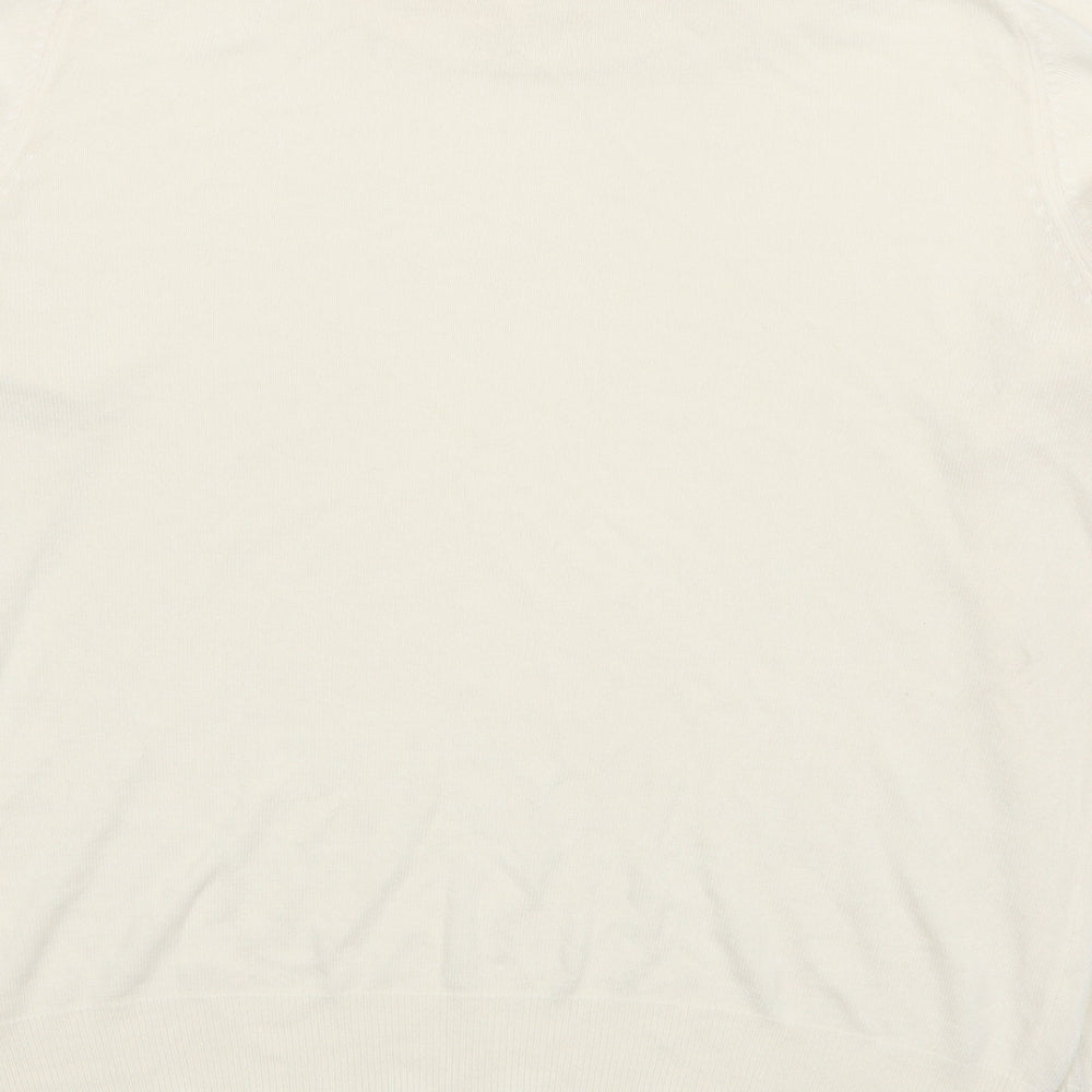 Marks and Spencer Womens White Round Neck Acrylic Pullover Jumper Size 16