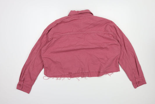 Topshop Womens Pink Jacket Size M Button - Cropped