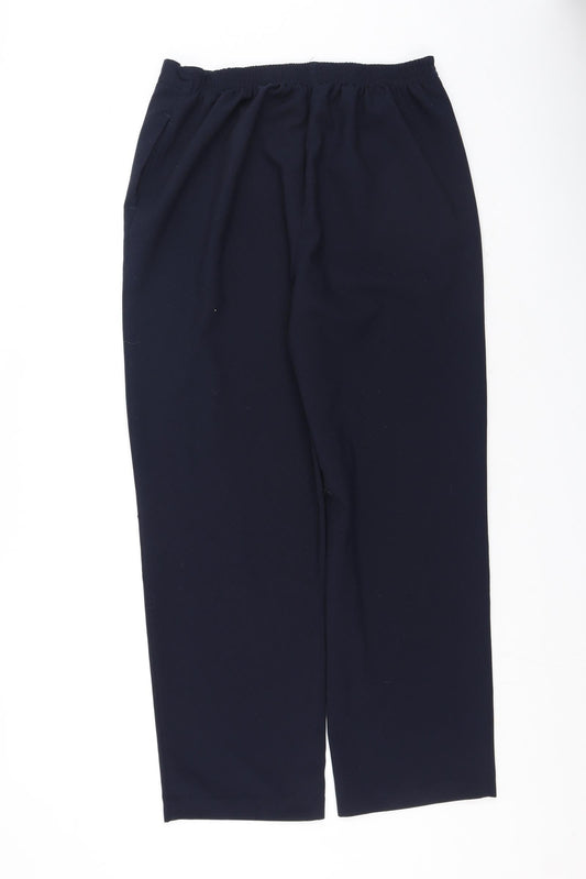 BM Womens Blue Polyester Trousers Size 14 L26 in Regular