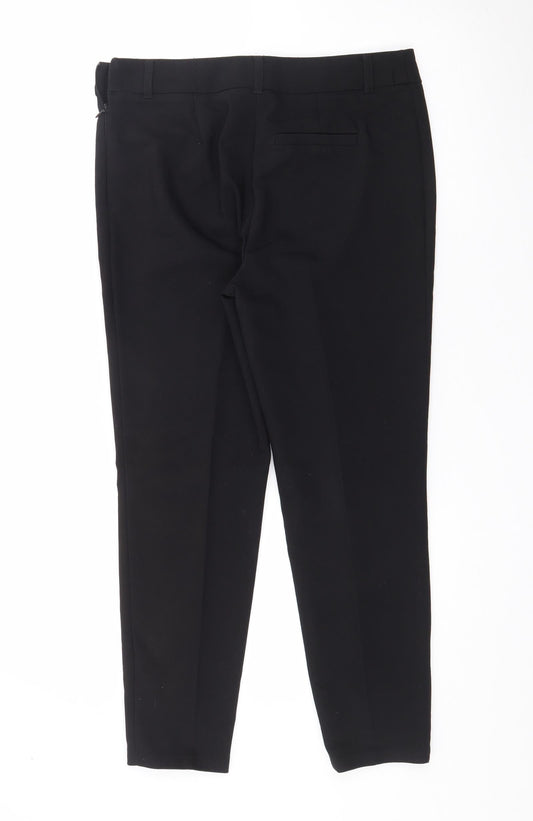Papaya Womens Black Cotton Trousers Size 10 L25 in Regular