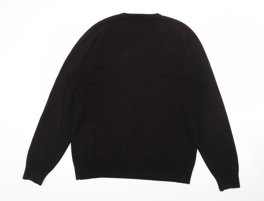 Autograph Mens Brown V-Neck Acrylic Pullover Jumper Size M