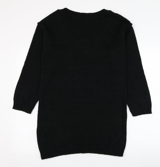 ASOS Womens Black V-Neck Acrylic Pullover Jumper Size 6