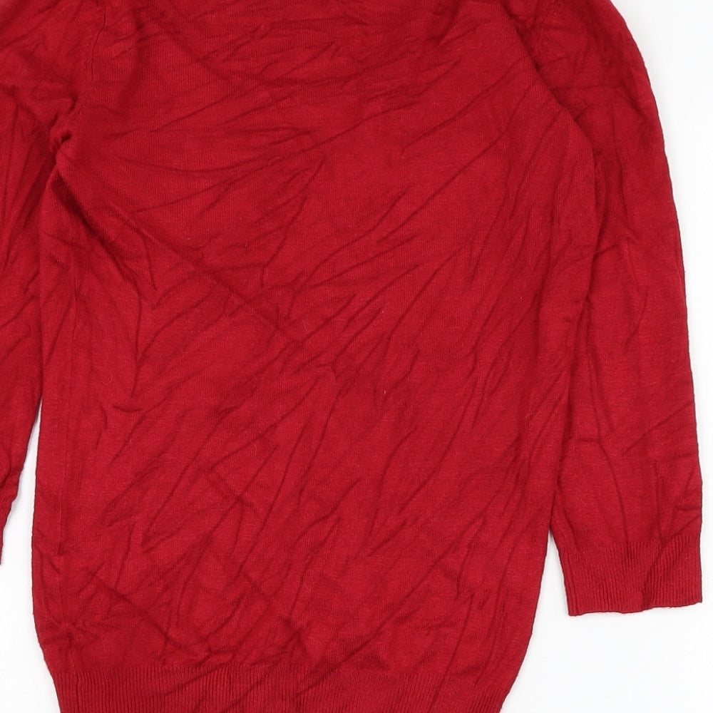 Marks and Spencer Womens Red Scoop Neck Viscose Pullover Jumper Size 6
