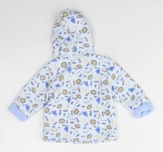 Aardvark Baby Blue Animal Print Polyester Robe Size 0-3 Months