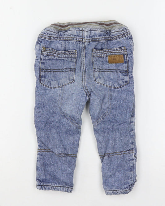 Mothercare Boys Blue Cotton Capri Jeans Size 12-18 Months Drawstring