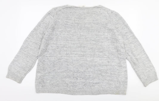 Gap Womens Grey Round Neck 100% Cotton Pullover Jumper Size XL