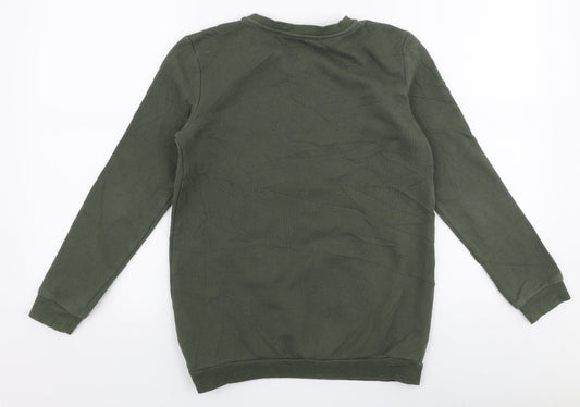 H&M Girls Green Cotton Pullover Sweatshirt Size 11-12 Years Pullover - Reversible sequins