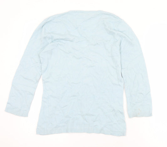 Lakeland Womens Blue V-Neck Viscose Pullover Jumper Size 10