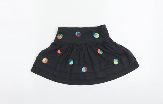 Boboli Girls Black Geometric Viscose Skater Skirt Size 4 Years Regular