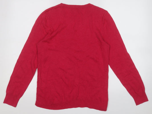 Nautica Womens Pink Round Neck Cotton Pullover Jumper Size L