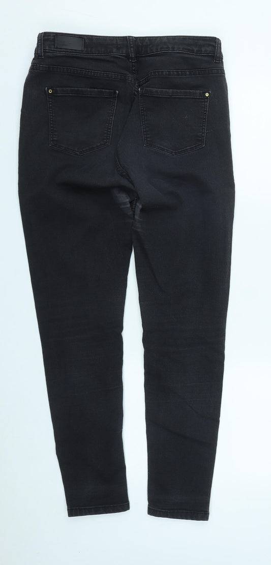 Monsoon Womens Black Cotton Skinny Jeans Size 12 L27 in Regular Zip