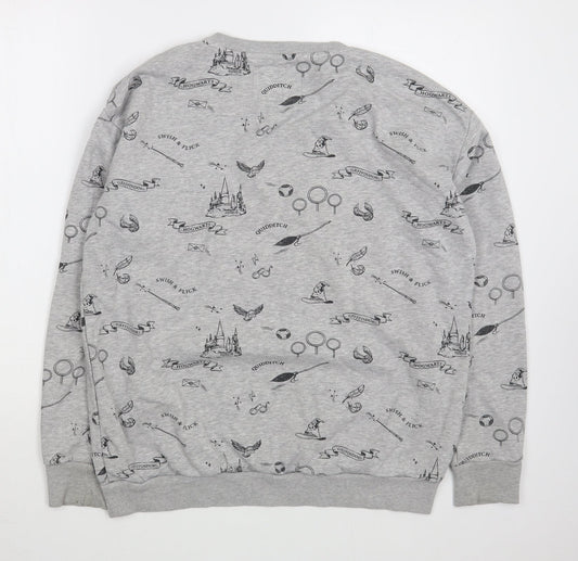 Marks and Spencer Girls Grey Geometric Cotton Pullover Sweatshirt Size 14-15 Years Pullover