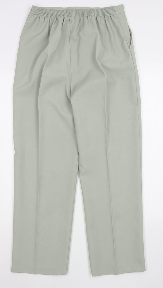 Sarah Hamilton Womens Green Polyester Trousers Size 14 L29 in Regular
