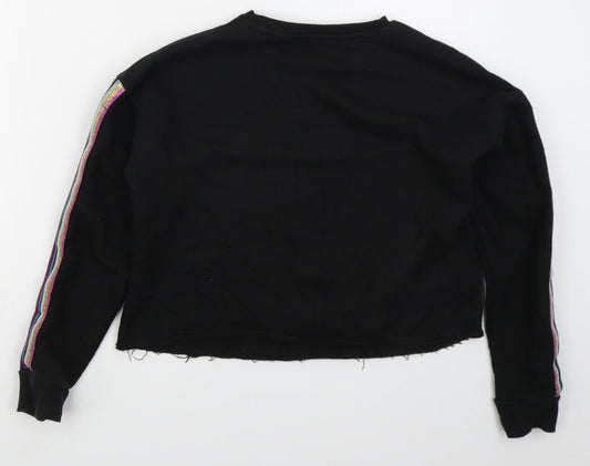 Primark Girls Black Cotton Pullover Sweatshirt Size 12-13 Years Pullover - Merci