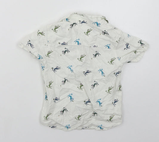 NEXT Boys White Linen Basic Button-Up Size 24 Months Collared Button - Monkeys