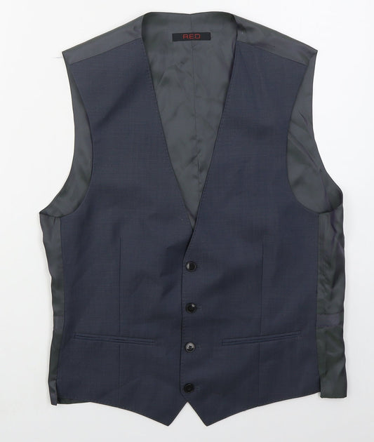 Red Mens Blue Jacket Waistcoat Size M Button