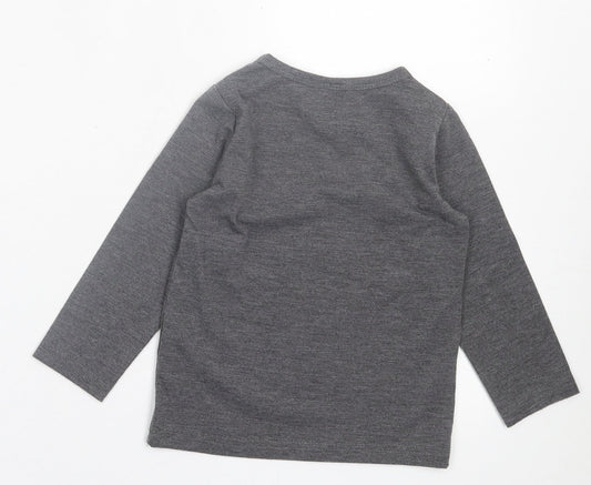 Pat Pat Boys Grey Polyester Basic Casual Size 2 Years Crew Neck Pullover - Be wild and Free