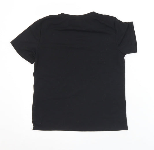 SheIn Girls Black Polyester Basic T-Shirt Size 8 Years Crew Neck - Christmas