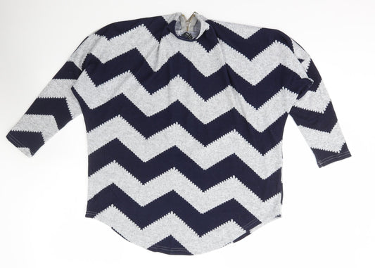 Bonmarché Womens Blue Striped Polyester Full Zip Sweatshirt Size XS Zip