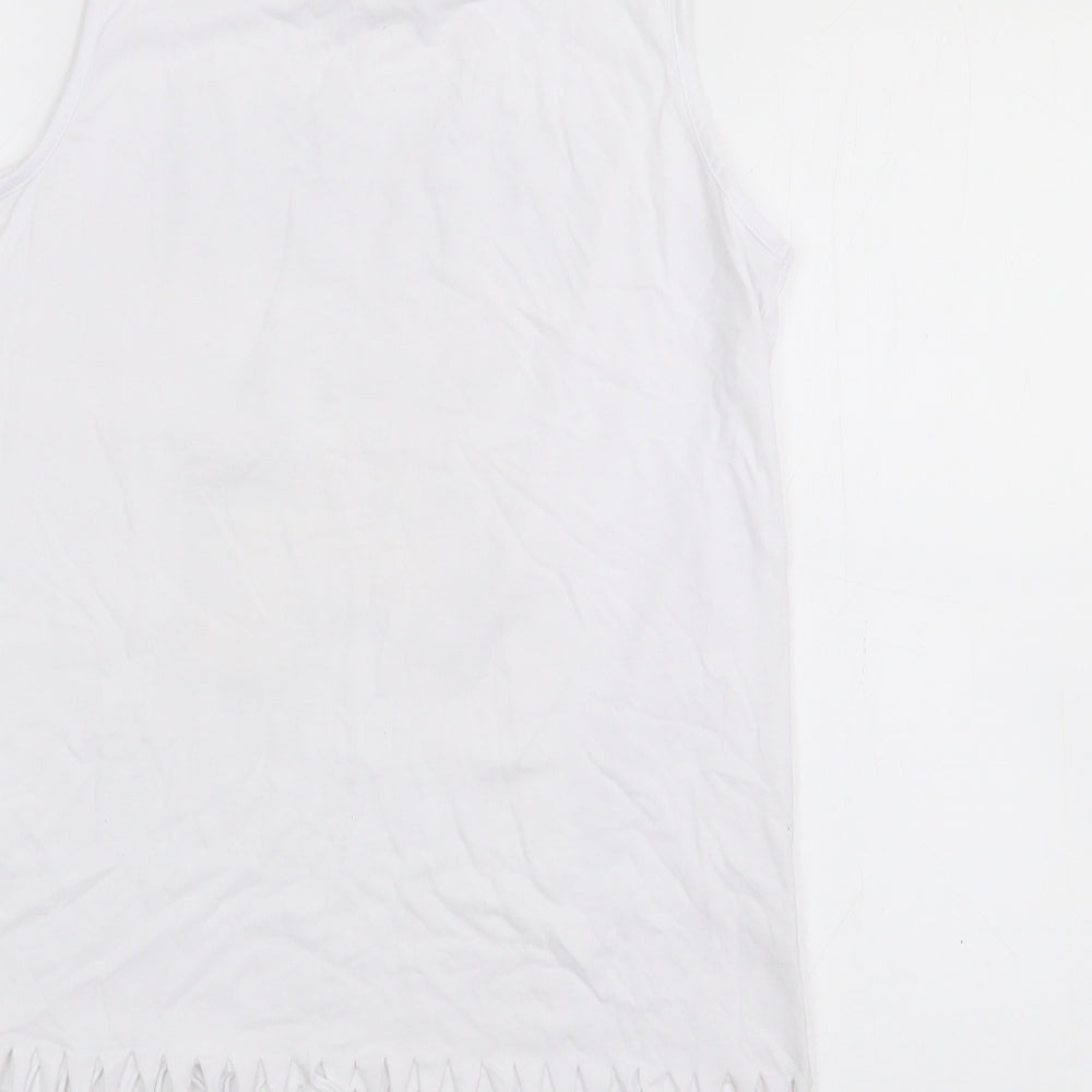 Primark Girls White Cotton Camisole Tank Size 11-12 Years Scoop Neck - Unicorn