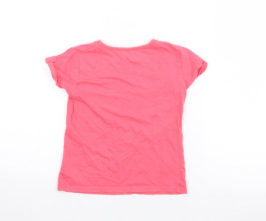 Dunnes Stores Girls Pink Cotton Basic T-Shirt Size 7 Years Crew Neck