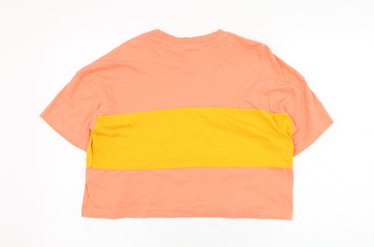 Reebok Womens Pink Cotton Cropped T-Shirt Size 4 Round Neck