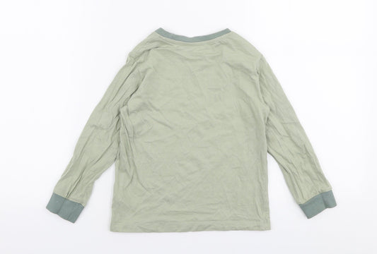 F&F Boys Green Cotton Jersey T-Shirt Size 5-6 Years Round Neck Pullover - Car