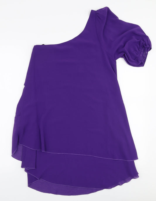TFNC London Womens Purple Polyester A-Line Size S One Shoulder Pullover