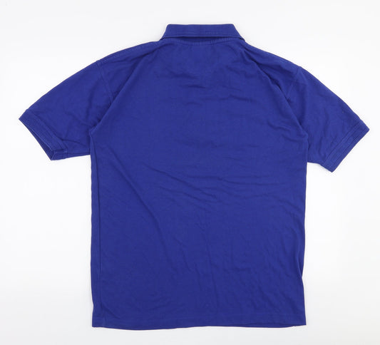 Orn Mens Blue Polyester Polo Size M Collared Button