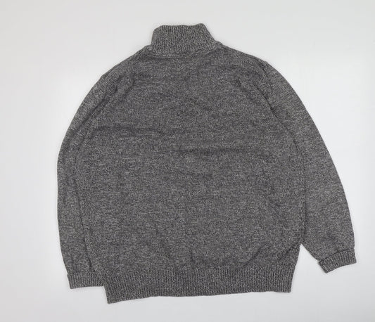 TU Mens Grey High Neck Cotton Pullover Jumper